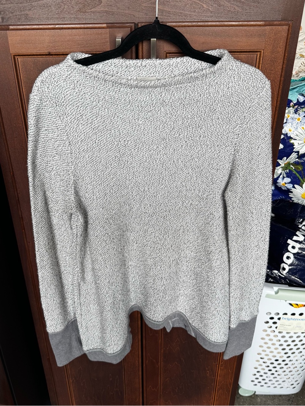 Anthropologie Postmark Marled Gray Textured Knit Pullover Sweater Sz M